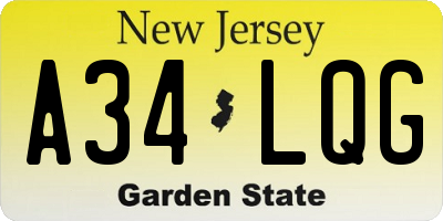 NJ license plate A34LQG