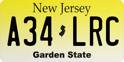 NJ license plate A34LRC