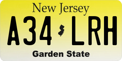 NJ license plate A34LRH