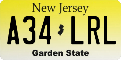 NJ license plate A34LRL