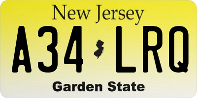 NJ license plate A34LRQ