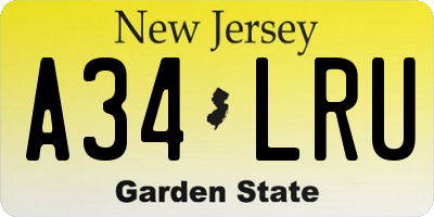 NJ license plate A34LRU