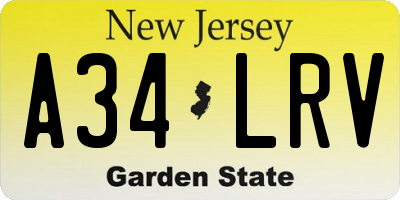 NJ license plate A34LRV