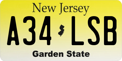 NJ license plate A34LSB