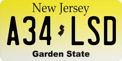 NJ license plate A34LSD