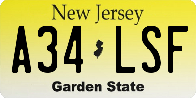 NJ license plate A34LSF