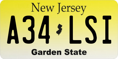 NJ license plate A34LSI
