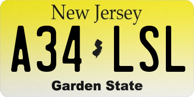 NJ license plate A34LSL