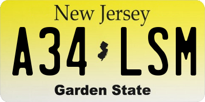 NJ license plate A34LSM