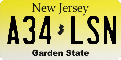 NJ license plate A34LSN