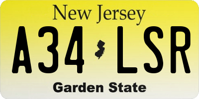 NJ license plate A34LSR