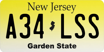 NJ license plate A34LSS