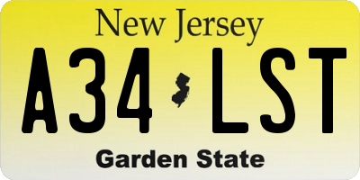 NJ license plate A34LST