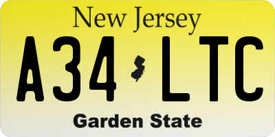 NJ license plate A34LTC