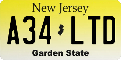 NJ license plate A34LTD