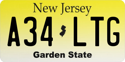 NJ license plate A34LTG