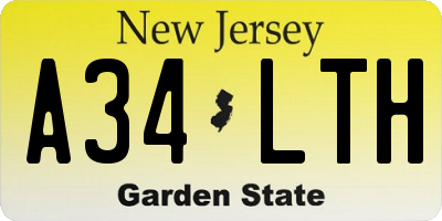 NJ license plate A34LTH