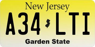 NJ license plate A34LTI
