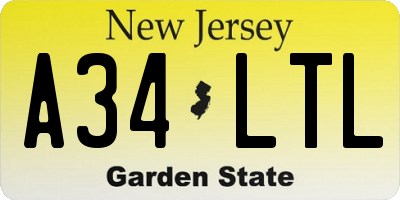 NJ license plate A34LTL