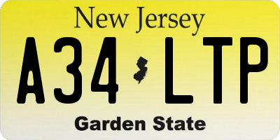 NJ license plate A34LTP