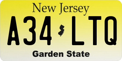 NJ license plate A34LTQ