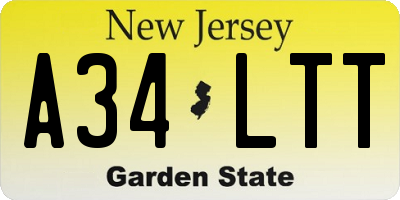 NJ license plate A34LTT