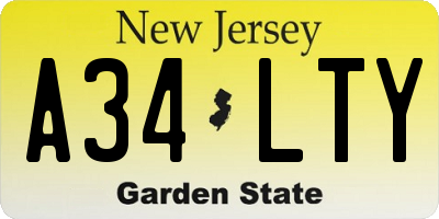 NJ license plate A34LTY