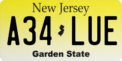 NJ license plate A34LUE