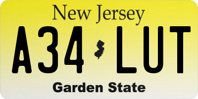 NJ license plate A34LUT