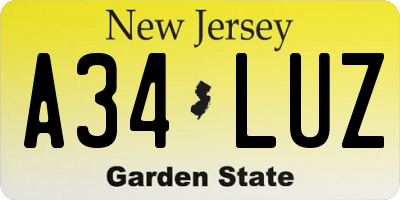 NJ license plate A34LUZ