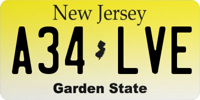 NJ license plate A34LVE