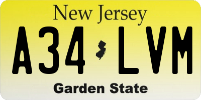 NJ license plate A34LVM