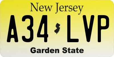 NJ license plate A34LVP