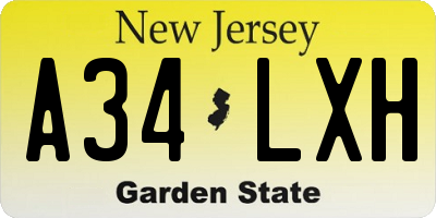NJ license plate A34LXH