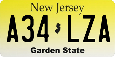 NJ license plate A34LZA