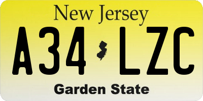 NJ license plate A34LZC