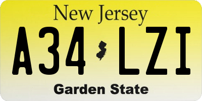 NJ license plate A34LZI