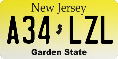 NJ license plate A34LZL