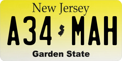 NJ license plate A34MAH