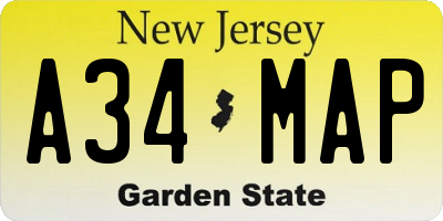 NJ license plate A34MAP