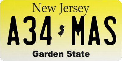 NJ license plate A34MAS
