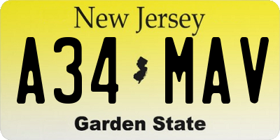 NJ license plate A34MAV