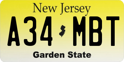 NJ license plate A34MBT