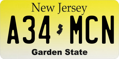 NJ license plate A34MCN