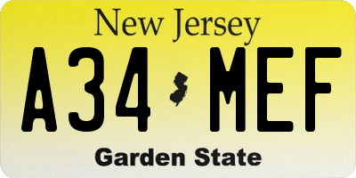 NJ license plate A34MEF