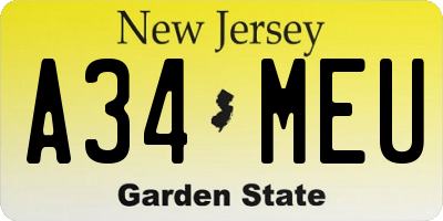 NJ license plate A34MEU