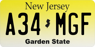 NJ license plate A34MGF