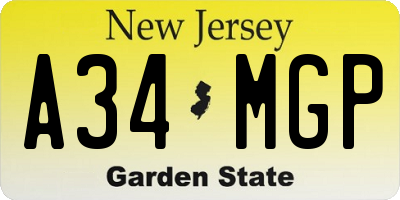 NJ license plate A34MGP