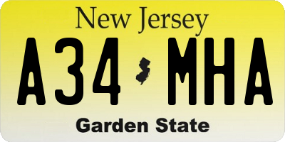 NJ license plate A34MHA