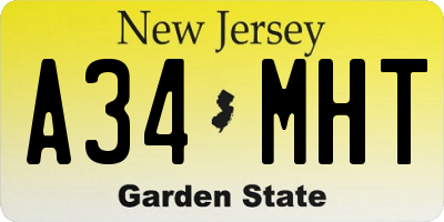 NJ license plate A34MHT
